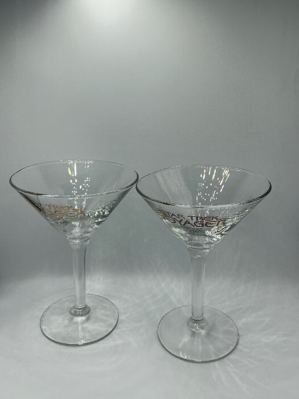 Star Trek TNG Voyager Martini Glasses Set 1999 Paramount Pictures Vintage